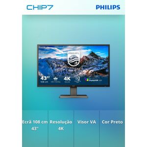 MONITOR PHILIPS P Line 439P1/00 - 43" 4K Ultra HD VA / HDMI DP USB-C / COLUNAS