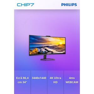 Monitor PHILIPS - 34" 2K Wide Quad HD VA / HDMI DP USB-C / WEBCAM / COLUNAS - 34E1C5600HE/00