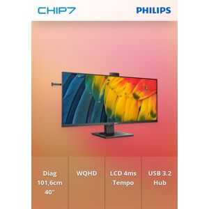 Monitor PHILIPS - 40" IPS / WQHD / HDR400 / 120Hz / HUB USB-C / WEBCAM / KVM / Power Delivery 100W - 40B1U5601H/00