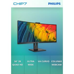 Monitor PHILIPS - 34" 2K Quad HD Ultra Wide VA Curvo / HDMI DP USB-C / HAS / COLUNAS / WEBCAM