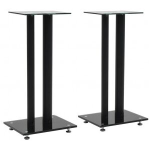 Vidaxl Design De Coluna De Vidro Temperado 2 Pilares Pretos 2 Pcs