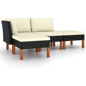 Vidaxl Conjunto De Mobília De Jardim 6 Peças E Almofadas Ratão Sintético Preto