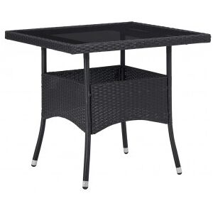 Vidaxl Mesa De Jantar Para Jardim Ratão Sintético E Vidro Preto