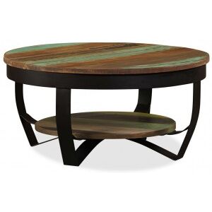 Vidaxl Mesa De Centro De Madeira Maciça Reciclada 65x32 Cm