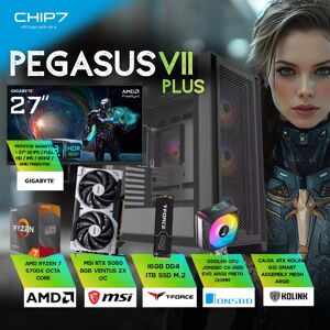 COMPUTADOR GAMING - AMD RYZEN 7 5700X / RTX 5060 8GB / 32GB RAM / 1TB SSD / Monitor Gigabyte 27" SS IPS Full HD 1ms 180Hz AMD Freesync GS27FA - CHIP7 Pegasus V11 Plus