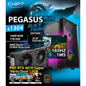 COMPUTADOR GAMING - AMD Ryzen 7 5700X / RTX 4070 SUPER 12GB / 16GB RAM / 1TB SSD / Monitor Philips 24M1N3200ZA/00 23.8" Full HD 165Hz 1ms - CHIP7 Pegasus Black Friday Edition V1 Plus