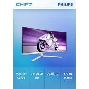 PHILIPS MONITOR OLED 34" QD 21:9 0.1MS 175HZ HDMI DP USB-C COLUNAS HAS 34M2C8600