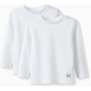 ZY BABY Pack 2 T-Shirts de Manga Comprida para Bebé Menino, Branco White 18-24 Months
