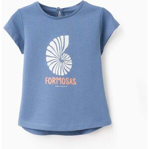 ZY BABY T-shirt de Algodão para Bebé Menina 'Formosas', Azul Blue 9-12 Months
