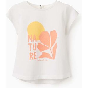 ZY BABY T-shirt de Algodão para Bebé Menina 'Nature', Branco White 6-9 Months