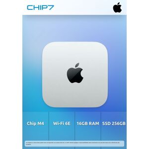 Apple Mac Mini - M4 Até - Ram 16 Gb - Ssd 256 Gb - Apple M4 10-Core - Gigabit Ethernet, Ieee 802.11ax (Wi-Fi 6e), Bluetooth 5.3 - Macos Sequoia 15.0 - Monitor: Nenhum - Prata