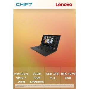 Portátil Workstation Lenovo Thinkpad P1 Gen 7 – Intel Core Ultra 7 165h / Rtx 4070 8gb / 32gb Ram / 1tb Ssd / 16" Wqxga 165hz / Windows 11 Pro