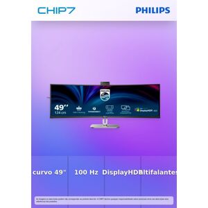 Philips 49b2u6903ch - 6000 Series - Monitor Led - Curvo - 49" (48.8" Visível) - 5120 X 1440 Superwide @ 100 Hz - Va - 500 Cd/m² - 3000:1 - Displayhdr 400 - 4 Ms - Thunderbolt 4, 2xhdmi, Displayport - Altifalantes - Prata