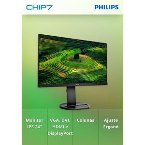 Philips Monitor Ips 24" (23.8) Fhd Vga Dvi Hdmi Dp Usb Colunas Has Pivot