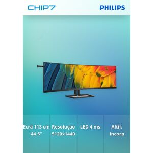 Monitor Philips - 45" Curvo / 2k Quad Hd / Hdr 400 / Hub Usb-C / Webcam / Kvm / Power Delivery 100w - 45b1u6900ch/00