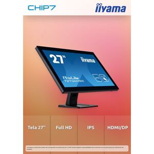 Iiyama Prolite T2752msc-B1 - Monitor Led - 27" - Ecrã De Toque - 1920 X 1080 Full Hd (1080p) @ 60 Hz - Ips - 400 Cd/m² - 1000:1 - 5 Ms - Hdmi, Displayport - Altifalantes - Preto, Mate