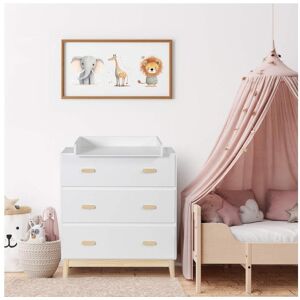 Trocador Mobili Rebecca Betula 100x80x42 MDF Pinho Branco Marrom Escandinavo Para Montar