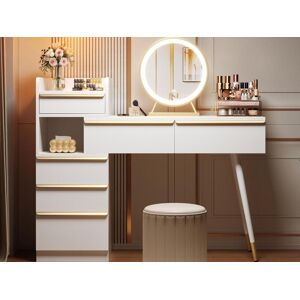 ModernLuxe Penteadeira com iluminação LED 100 x 41,5 x 102 cm - com 6 gavetas - tampo extensível - branco