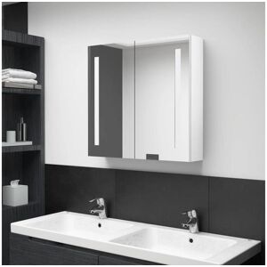 vidaxl Armário espelhado casa de banho LED 62x14x60cm branco brilhante