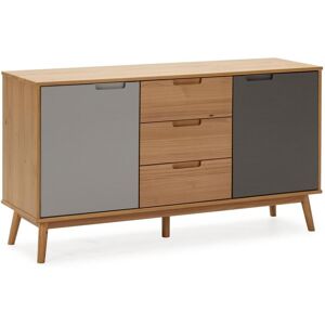 VS Venta-stock Aparador Bruce 3 gavetas e 2 portas, Madeira Maciça, 140 cm (largura) 40 cm (profundidade)