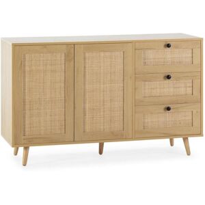 VS Venta-stock Aparador Bella 3 gavetas e 2 portas cor carvalho, 120 cm