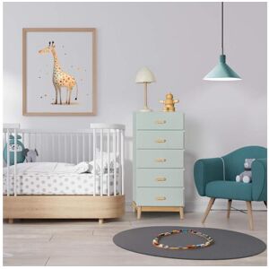 Cômoda Mobili Rebecca Aloe 115x50x40 MDF Pinho Verde Agua Marrom Escandinavo Para Montar