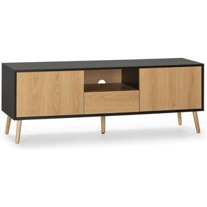 VS Venta-stock Móvel TV Apolo 1 porta 2 gavetas, Cor Preto/Madeira