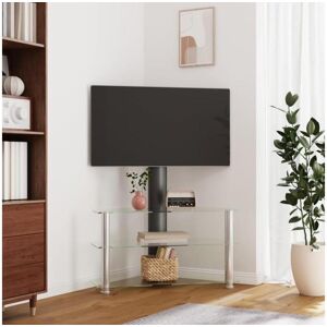 vidaxl Suporte canto TV 32-70 polegadas 3 prateleiras preto/prateado