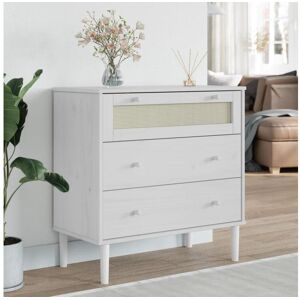 vidaxl Armário de gavetas SENJA 80x40x80 cm pinho maciço branco
