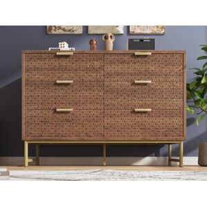 ModernLuxe Cómoda com 6 gavetas - aglomerado de partículas - castanho
