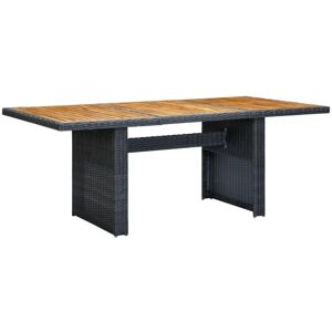 vidaxl Mesa de jardim vime PE/madeira acácia maciça cinzento-escuro
