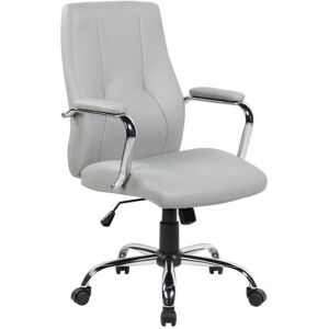 Dmora Cadeira de escritório Dfarin, Poltrona executiva com braços, Cadeira de escritório ergonômica, 64x58h101/111 cm, Cinza