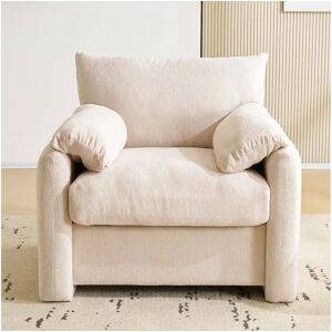 Merax Poltrona, sofá de 1 lugar em tecido chenille - com braços e encosto - 96 x 82 x 84 cm - para sala de estar, quarto - Bege