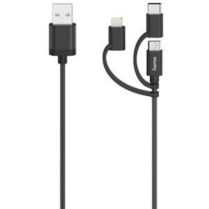 Hama Cabo de Dados USB 3em1 Micro-USB / USB-C/Lightning 0.75m Preto