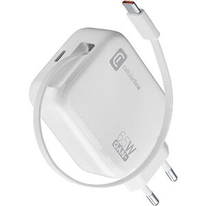Cellular line Carregador USB-C com Cabo Retrátil Cellularline - 65W - Branco