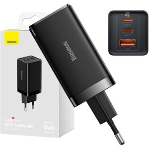 Carregador GaN5 Pro Fast Charge 2x USB-C + USB 65W (Preto) - BASEUS