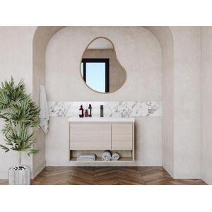 Vente-unique Móvel de casa de banho suspenso lavatório individual cor natural claro 90 cm - PUJUKA