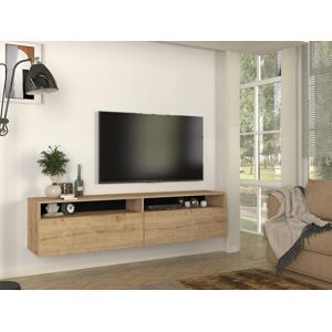 Vente-unique Móvel de TV suspenso com 2 portas e 2 nichos natural - KIRIYA