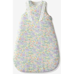 VERTBAUDET Saco de bebé sem mangas, em gaze de algodão, Campestre branco estampado