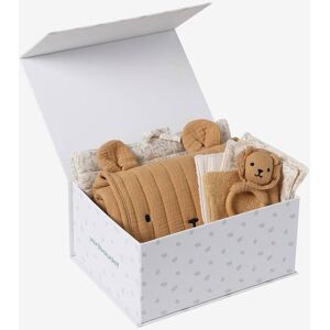 VERTBAUDET Caixa presente para recém-nascido, 8 peças: 1 roca, 1 tapete de mudas nómada, 5 toalhetes, 1 saco ocre