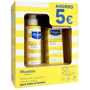 Mustela Pack Solar Spray Bebés SPF50 200 ml + Creme Facial SPF50+ 40 ml