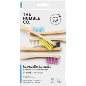 The Humble Co. Humble Bambutandborstar Mjuk Blandade färger 5-pack