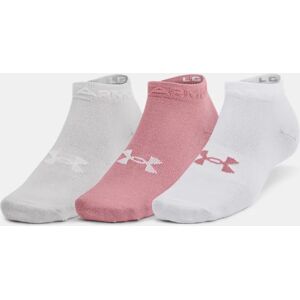 Unisex Under Armour Essential Low Cut Socks 3-Pack Pink Elixir / White / Halo Gray L