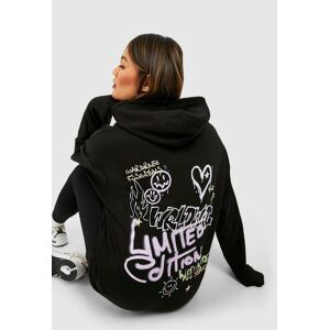 boohoo Limited Edition Oversize Hoodie Med Grafiskt Tryck, Black XS