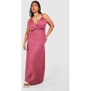 boohoo Plus Woven Strappy V Neck Maxi Dress, Pink 22