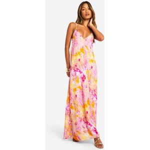 boohoo Tie Dye V Neck Strappy Maxi Dress, Purple 8