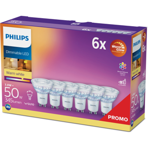 Philips 6-pack LED GU10 50W Dimbar WarmGlow