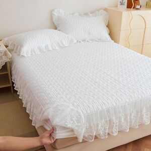 Your Warm Home Four Seasons All Cotton Bed Kjol Princess Spets Spets Ren Bomulls Överkast Tjock Quiltad Tryckt Madrass Dammskydd Tredelad Set 1.8*2.2m 3pcs