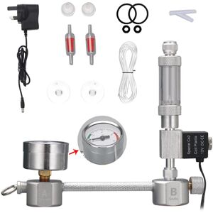 TOMTOP JMS Aquarium DIY CO2 Generator System Kit CO2 Generator System med magnetventil bubbelräknare och kolla koldioxidreaktorsats för växter Akvarium with Solenoid Bubble Counter & Check Valve-UK PLUG