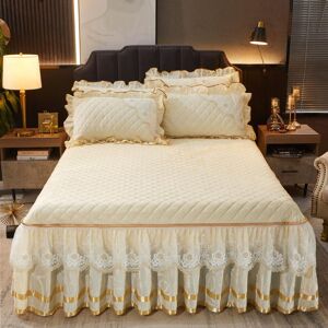Your Warm Home Sammet Avtagbar Quiltad Sängkjol Spets Förtjockning Överkast Höst och vinter Varmt madrassöverdrag 180*200cm 3pcs